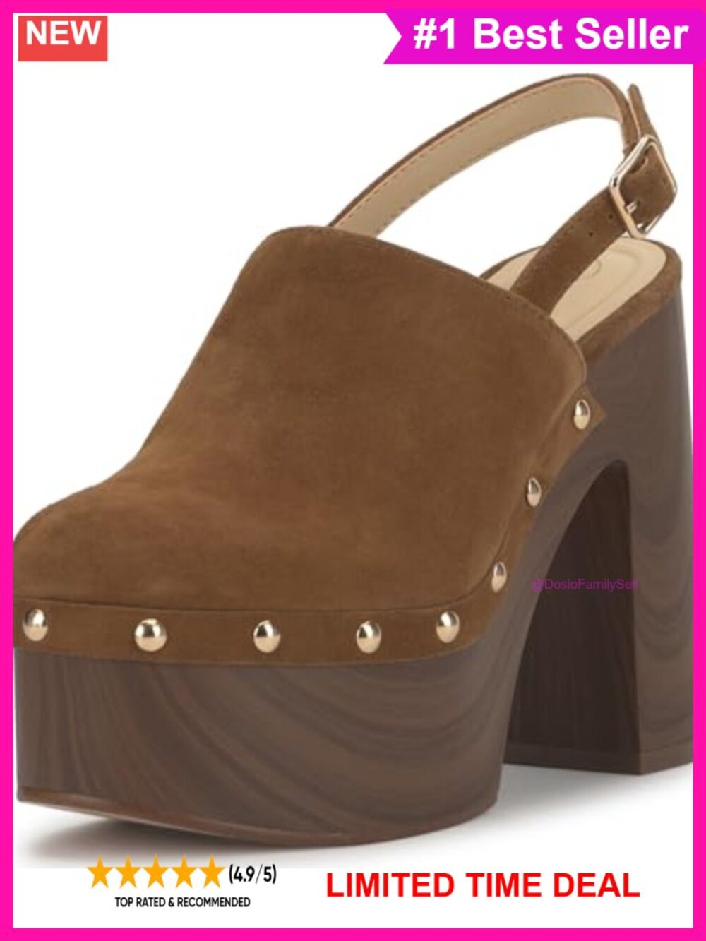 Jessica Simpson Cazea Studded Platform Clog Leather Upper Block Heel Slingback
